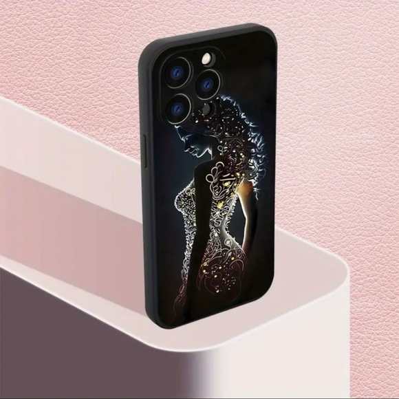 Creative Girl Printed Phone Case For iPhone 15 Pro - BLACK- CLEARANCE - Picture 3 of 6